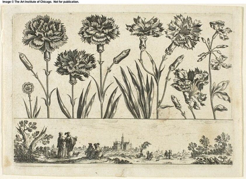 Flowers and Landscape, from Livre Nouveau de Fleurs...
