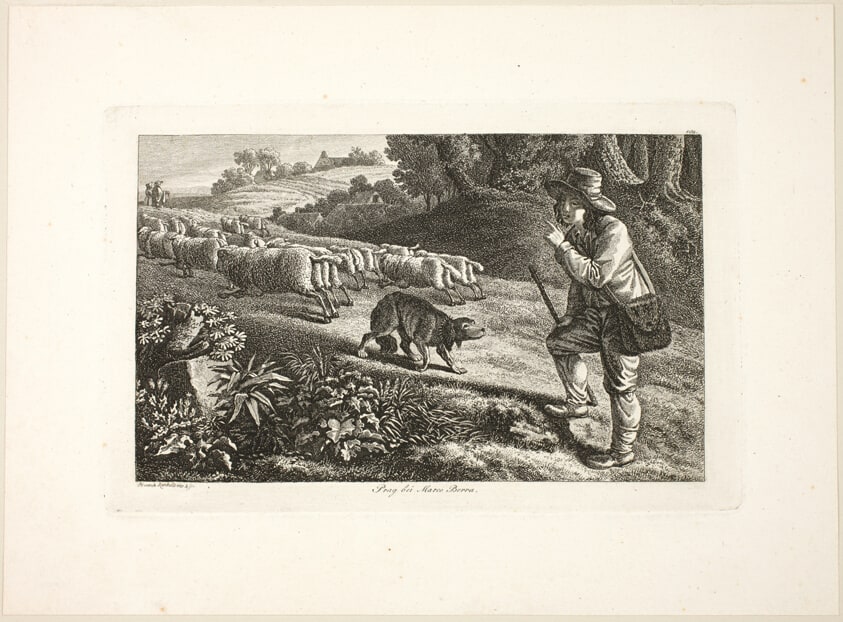 Arcadian Shepherd Boy and His Flock of Sheep