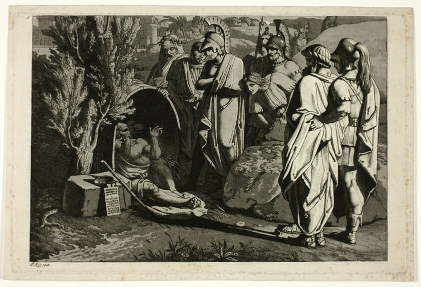 Diogenes in His Tub with Alexande and His Generals