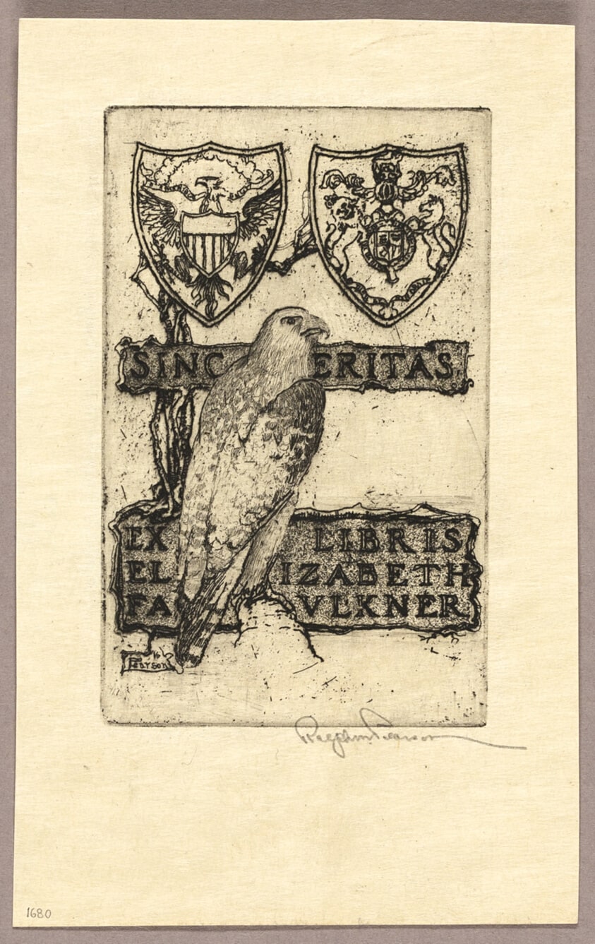 Bookplate: Sinceritas, Ex libris Elizabeth Faulkner
