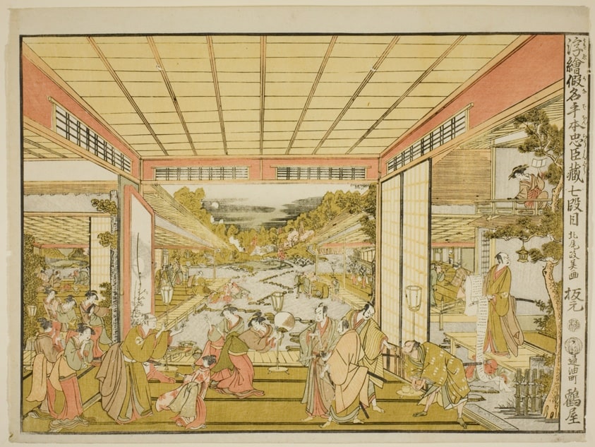 Act VII (Shichidanme), from the series "Perspective Pictures of the Storehouse of Loyal Retainers (Uki-e kanadehon Chushingura)"