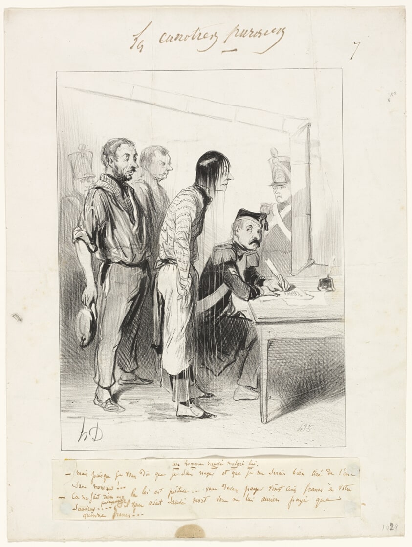A Man Saved Against his Will, plate seven from Les Canotiers Parisiens