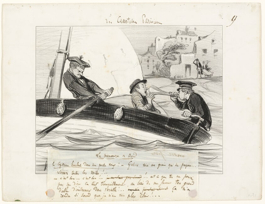 A Boat Maneuver, plate nine from Les Canotiers Parisiens