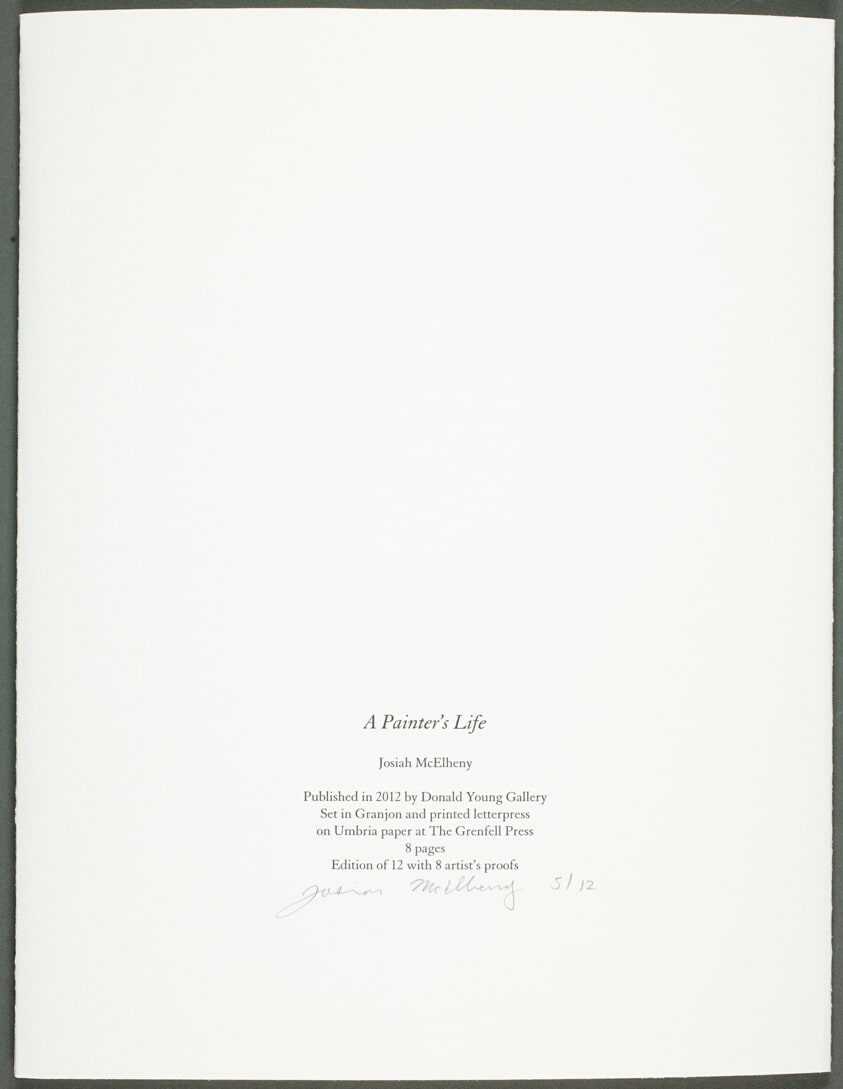 Colophon folder, from A Painter’s Life