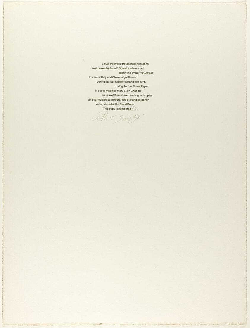Colphon, from Visual Poems