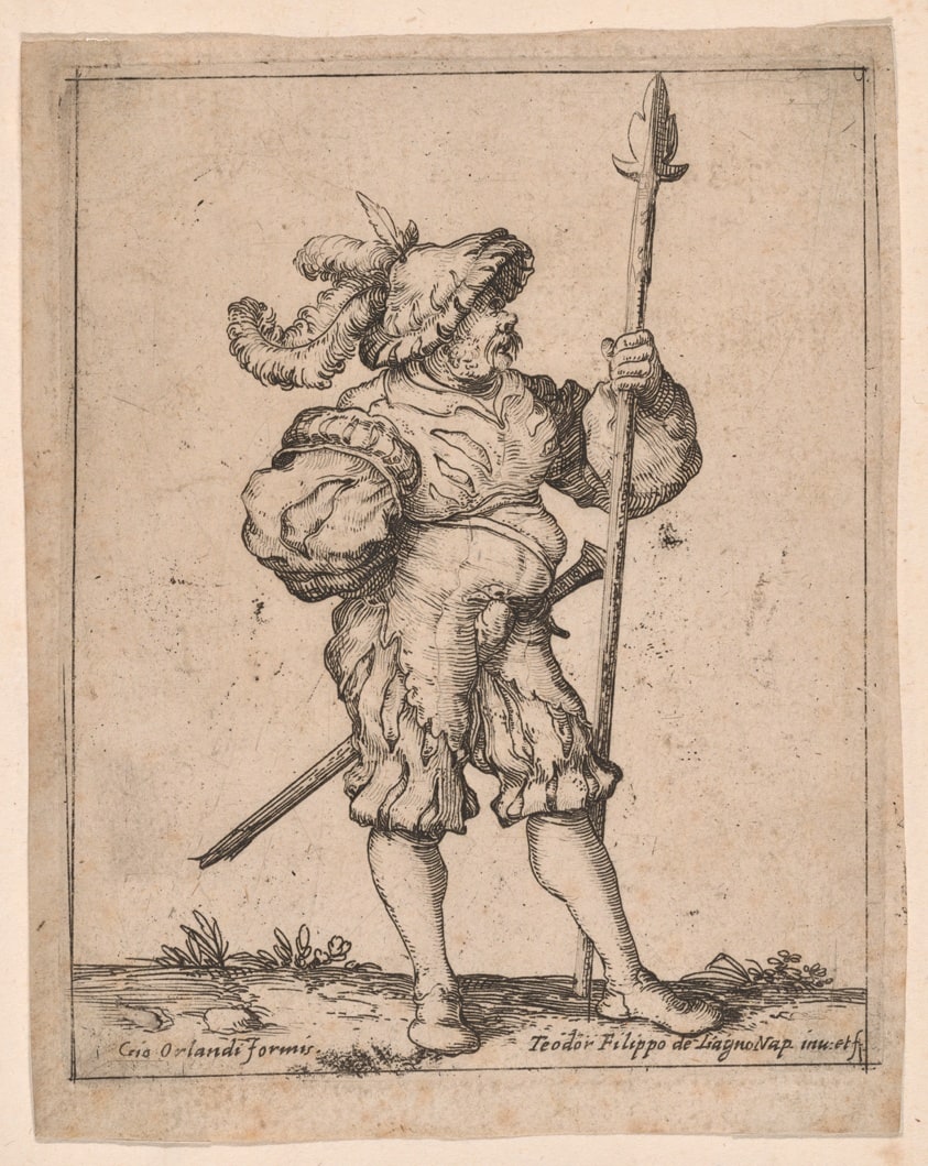 Soldier in Profile Holding a Pike, from Capricci e habiti militari