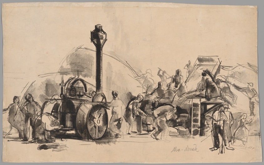 Study for Cseplés (Threshing)