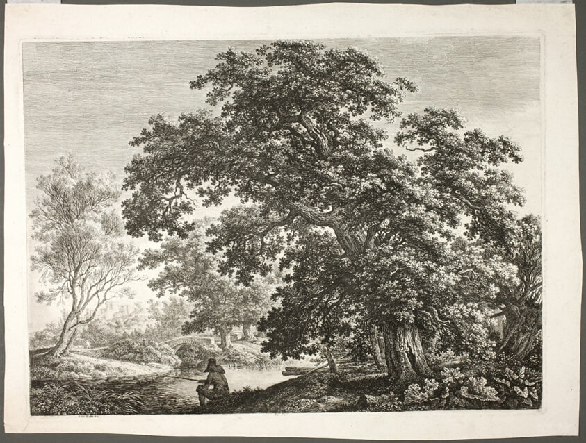 Fisherman in Wooded Landscape