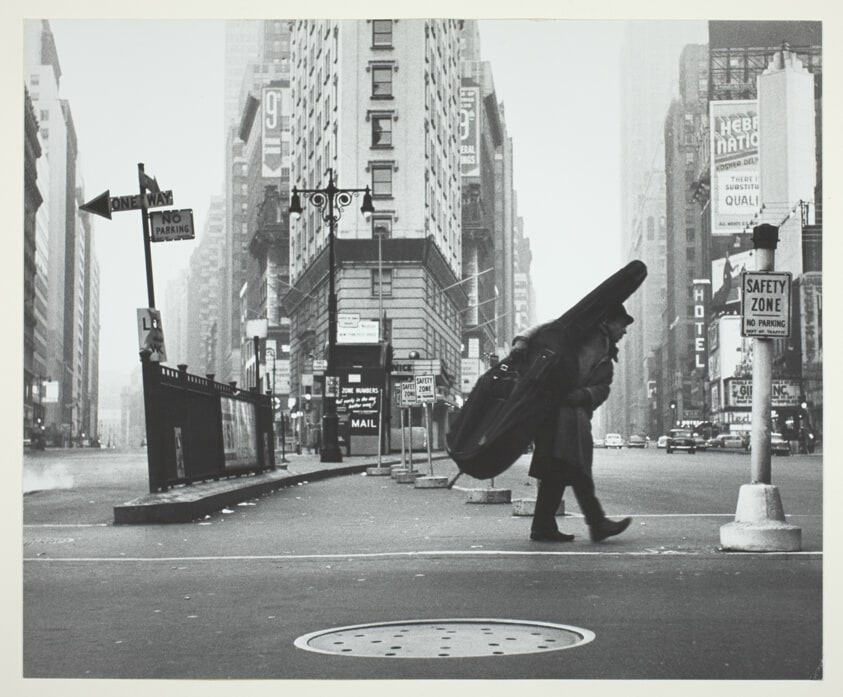 Bill Crow at Broadway and Times Square, from the series "Jazz Street"