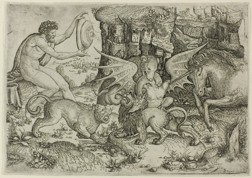 Allegory: Combat of Animals in the Presence of Man with Shield