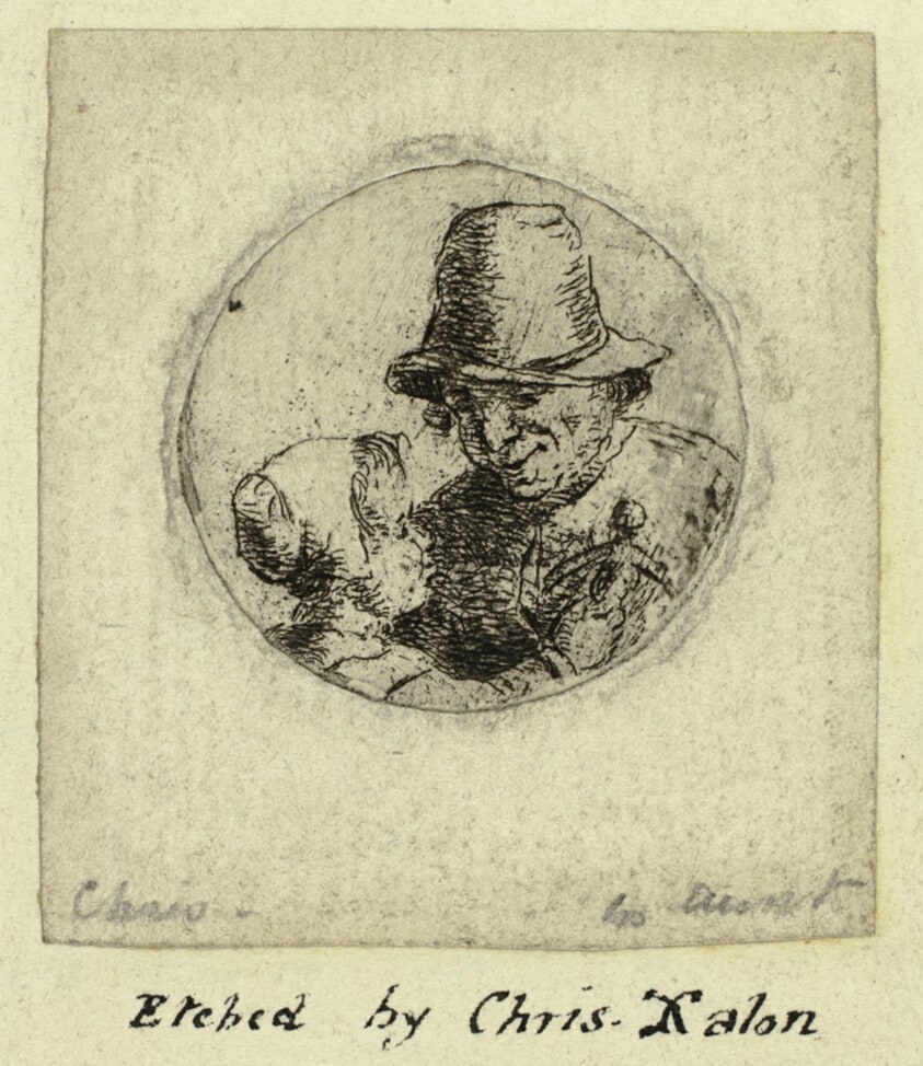 Medallion of Man and Young Girl with Doll