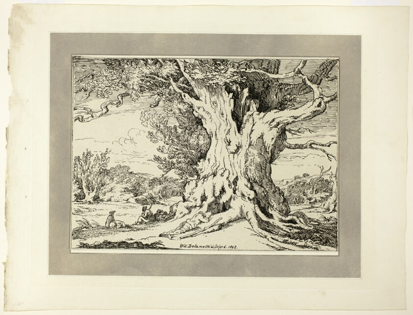 Resting, Men and Dogs Under a Big Tree, from the first issue of Specimens of Polyautography