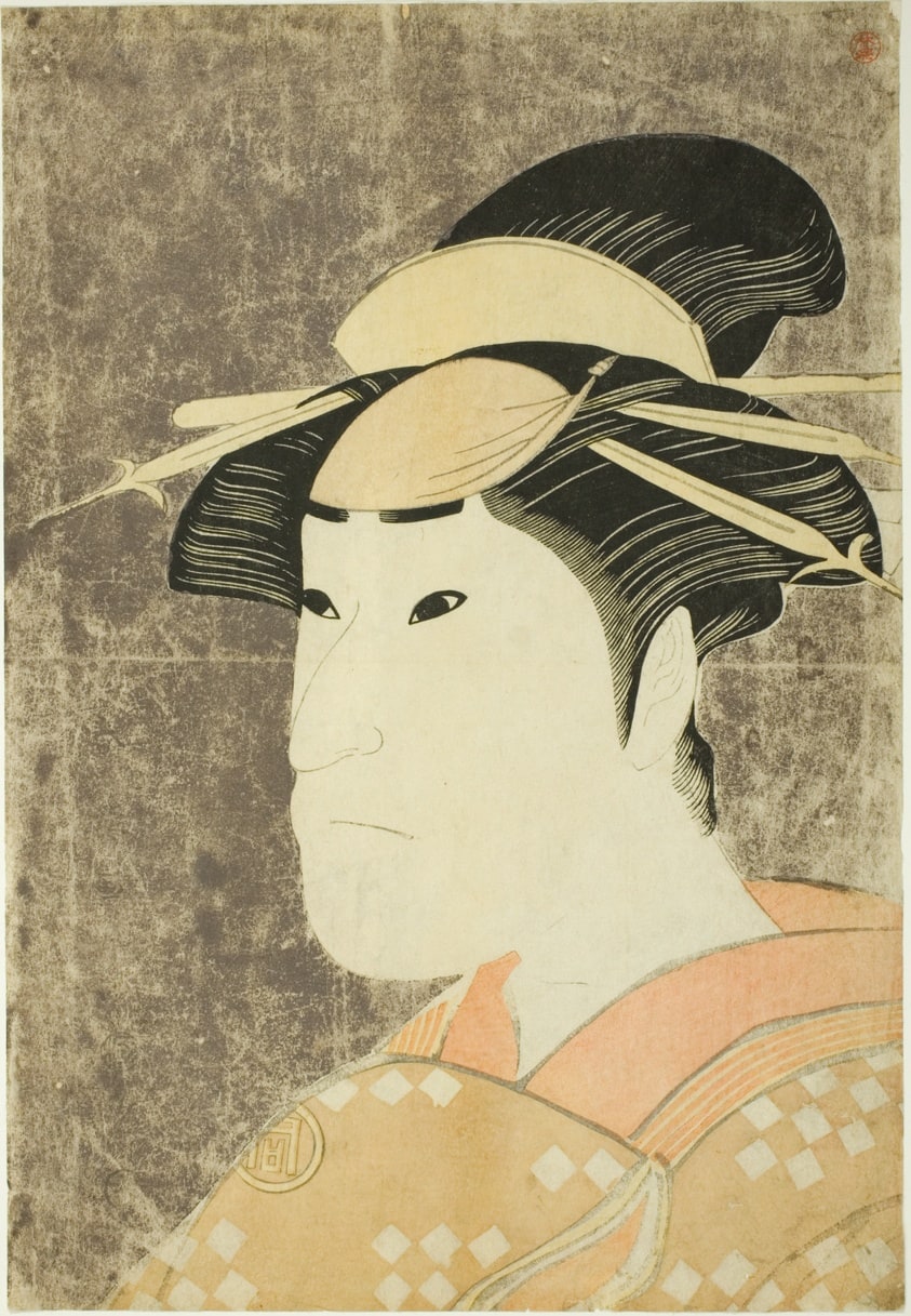 The actor Sanogawa Ichimatsu III as the Gion prostitute Onayo in the play "Hana-ayame Bunroku Soga," performed at the Miyako Theater in the fifth month, 1794