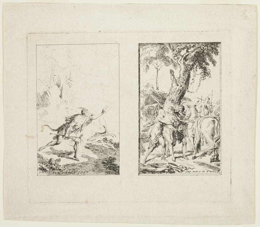 Vignettes for the "New Voyages to the West Indies" by the Chevalier Bossu