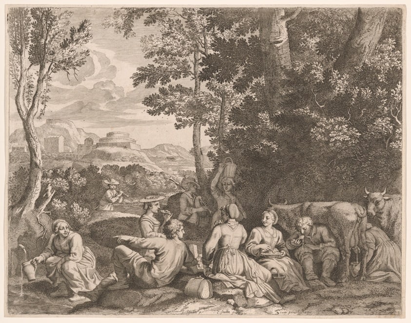 Country Meal, Plate 3 from Pastorales