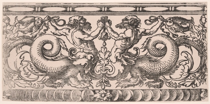 Ornamental Frieze with Two Battling Tritons
