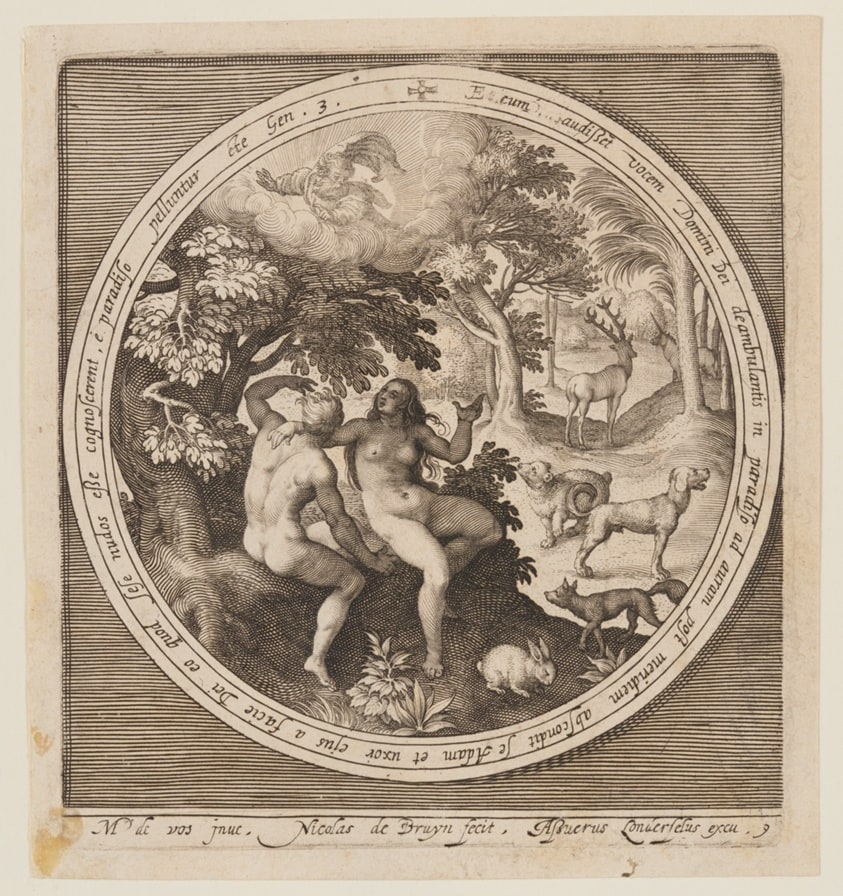 Adam and Eve hiding from the Lord, from The Creation to the Expulsion from Paradise