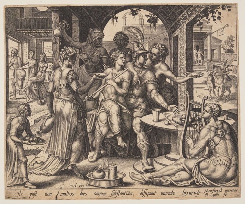 The Prodigal Son Squandering his Inheritance on Harlots, from The Parable of the Prodigal Son