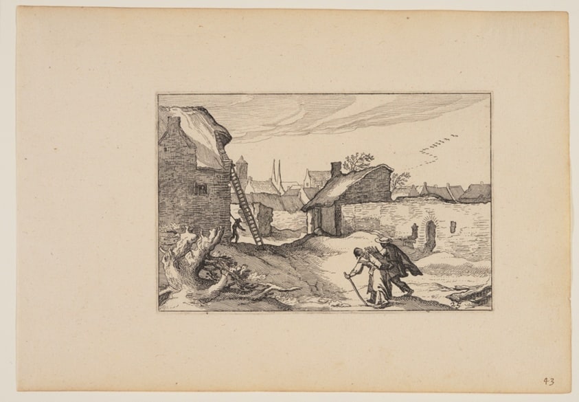 A Village, Ladder Standing against House on Left, from Landscapes (Verscheyden aerdige Lanthuysen...)