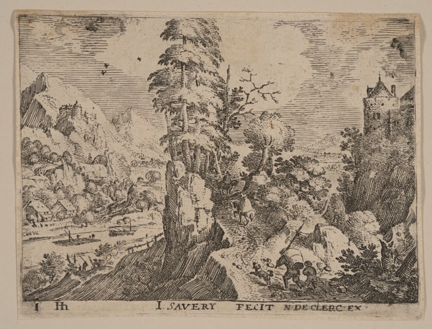 Path with Travelers to right of River, from Landscapes