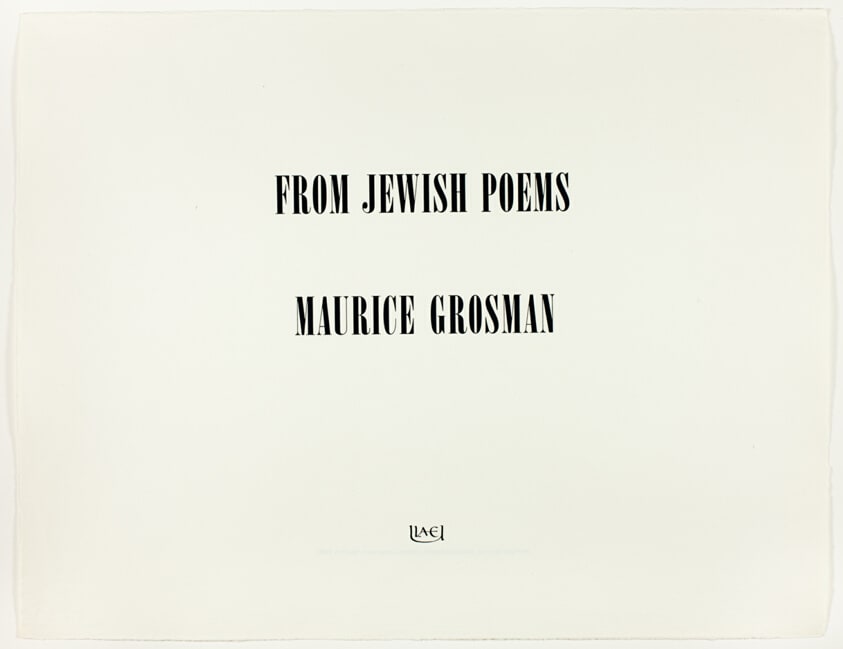 Title page, from From Jewish Poems