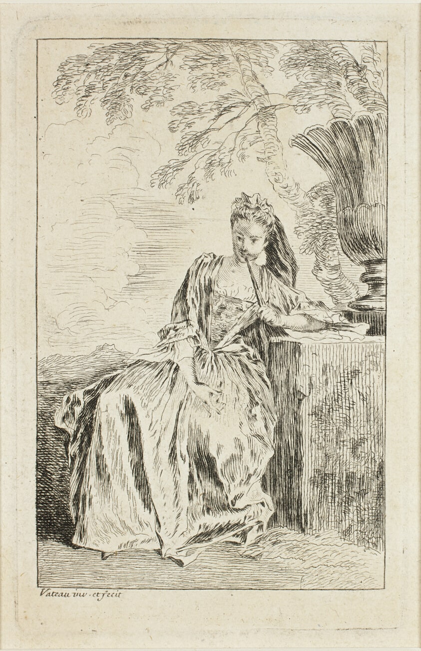Seated Woman Leaning against a Plinth, from Figures de modes