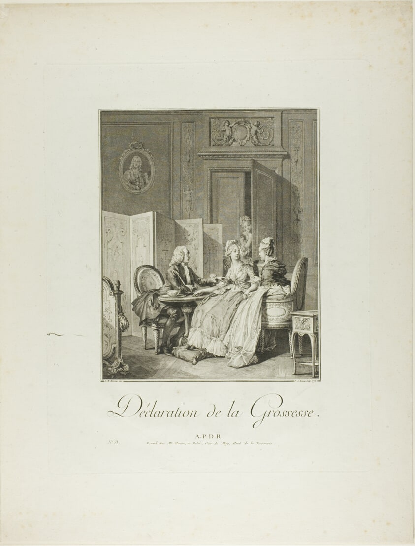 Declaration de la Grossesse (Declaration of Pregnancy,from Monument du Costume Physique et Moral de la fin du Dix-huitième siècle)