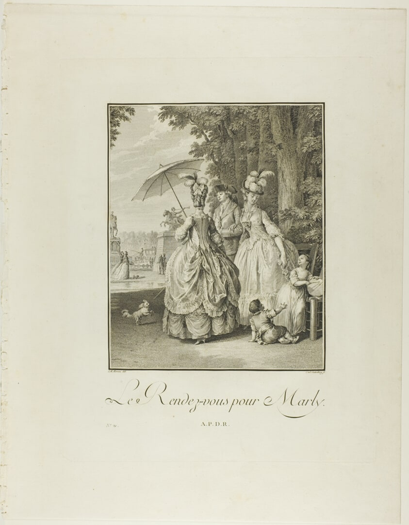 Renedezvous pour Marly (Rendezvous For Marly, from Monument du Costume Physique et Moral de la fin du Dix-huitième siècle)