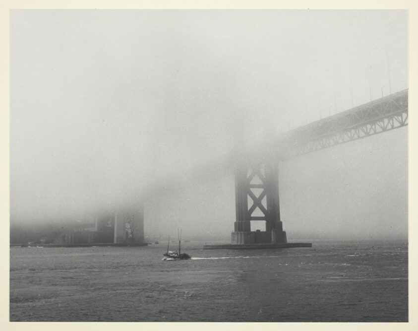 Crab Fisherman's Boat in Fog Under the Golden Gate Bridge, San Francisco