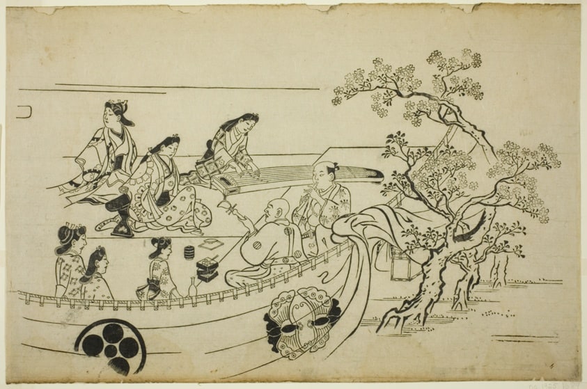 Flower-Viewing Party with Crest-Bearing Curtain, from the series "Flower Viewing at Ueno (Ueno hanami no tei)"