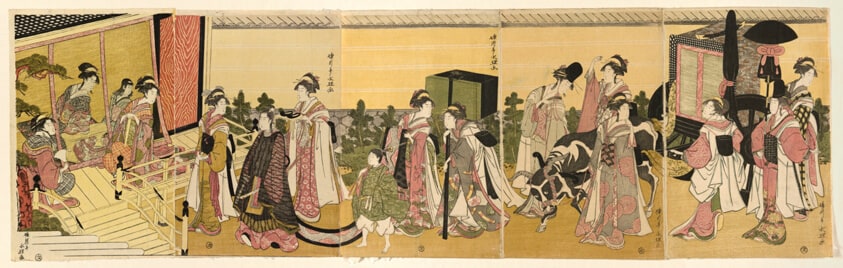 Parody of Prince Genji and his procession