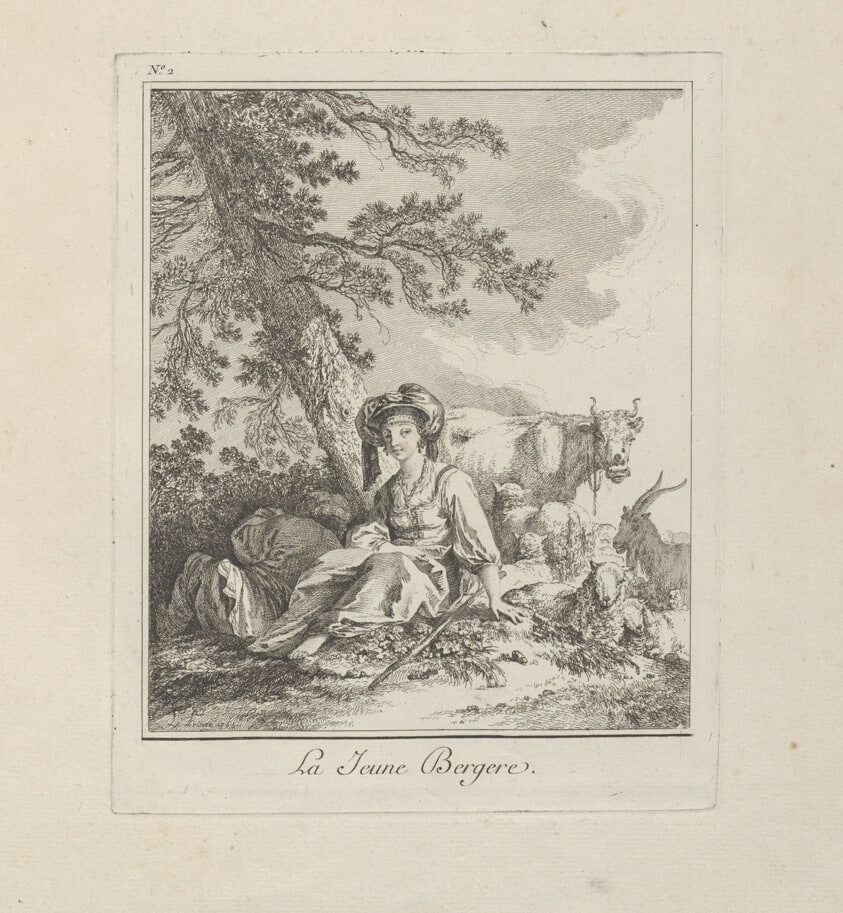 La Jeune Bergere (The Young Sherpherdess, plate two from Divers Habillements des Peuples du Nord)