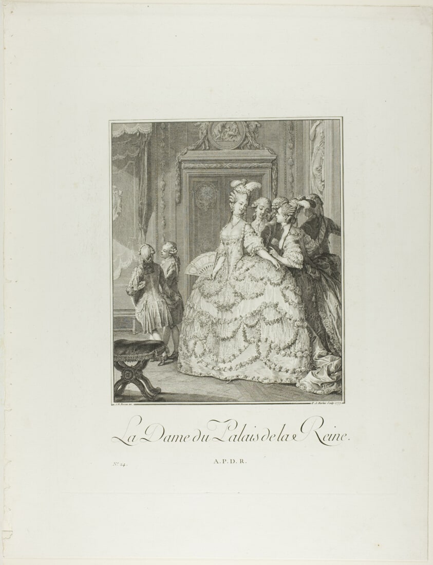 La Dame du Palais de la Reine (The Queen's Lady-in-Waiting, from Monument du Costume Physique et Moral de la fin du Dix-huitième siècle)