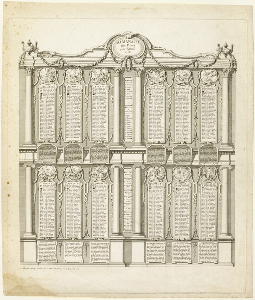 Almanach des Dieux pour l'année 1768 (Almanach of the Gods for the Year 1768)
