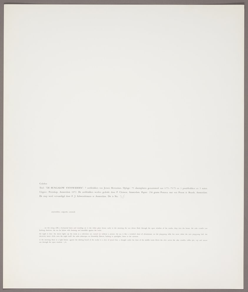 Colophon, from De Bungalow Ynyswidden