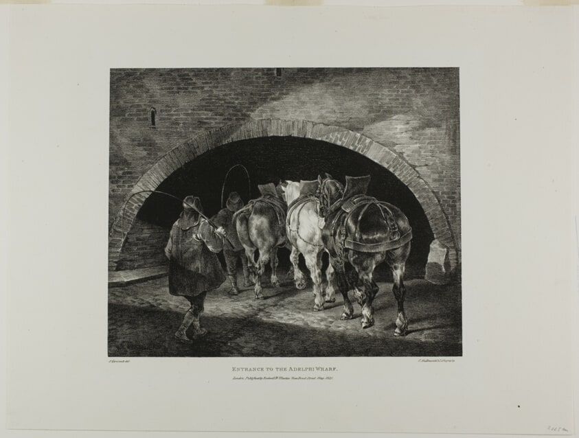 Entrance to the Adelphi Wharf, plate 11 from Various Subjects Drawn from Life and on Stone (The English Suite)
