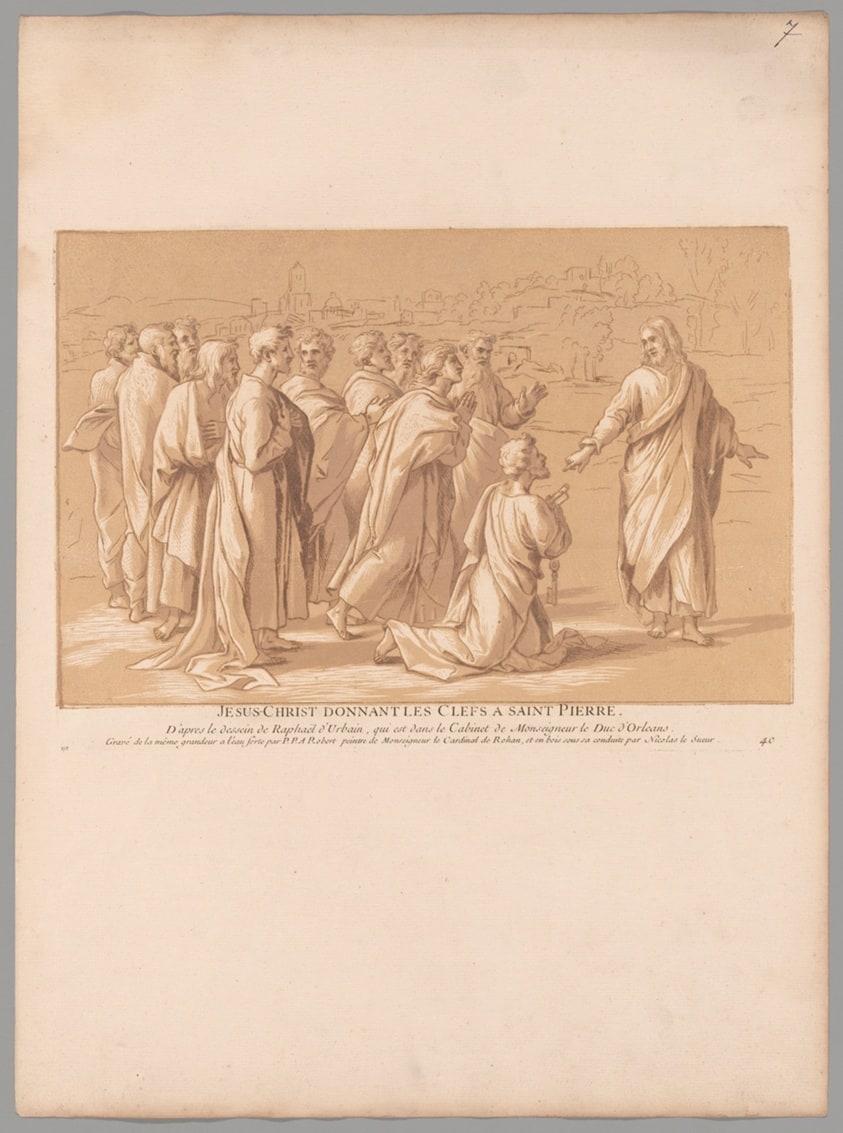 Jesus-Christ donnant les clefs a Saint Pierre (Christ Giving the Keys to Saint Peter), from Recueil d'estampes d'après les plus beaux tableaux et d'après les plus beaux desseins qui sont en France (Cabinet Crozat)