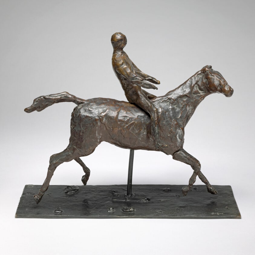 Horse with Jockey; Horse Galloping, Turning Head to the Right, Feet Not Touching the Ground