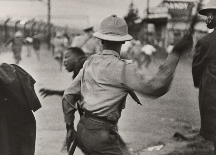 The police unleashes their bats on the demonstrators of the African National Congress, Soweto, Johannesburg