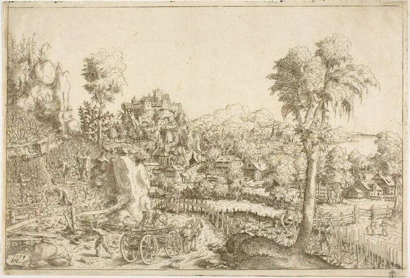 Landscape with a Vine-Yard, in the Middle a Chariot Loaded with Poles