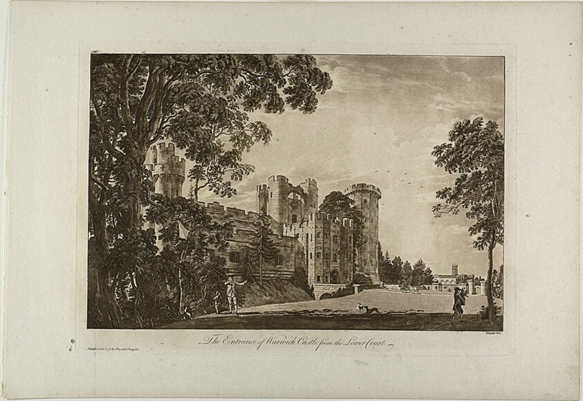 The Entrance of Warwick Castel from the Lower Court, plate 2