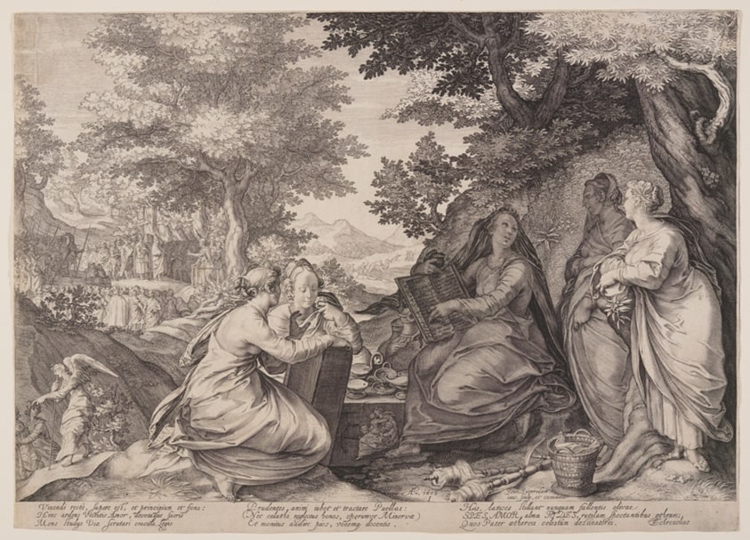 Wise Virgins Gathered Together in a Landscape Before the Preaching of the Baptist, from Parable of the Wise and Foolish Virgins