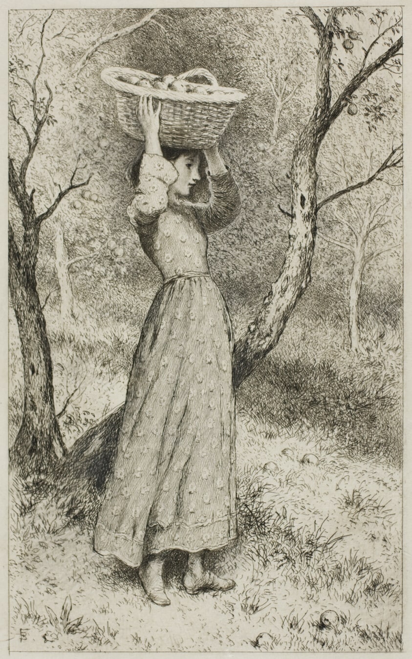 Young Girl in an Orchard with a Basket of Fruit