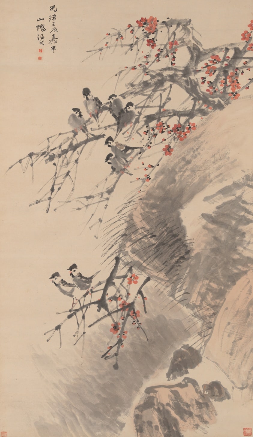 Birds on Red Plum