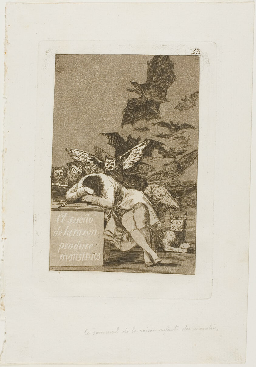The Sleep of Reason Produces Monsters, plate 43 from Los Caprichos