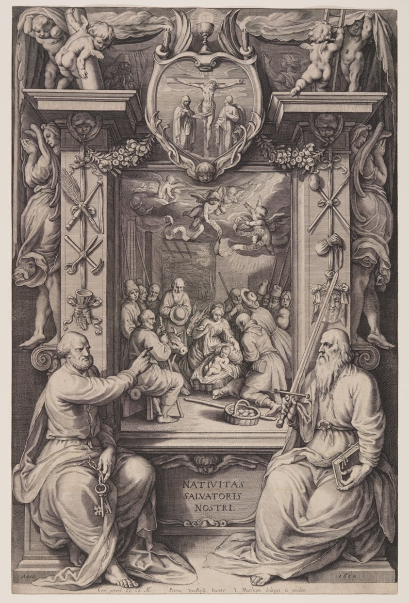 The Adoration of the Shepherds with St Peter and St Paul
