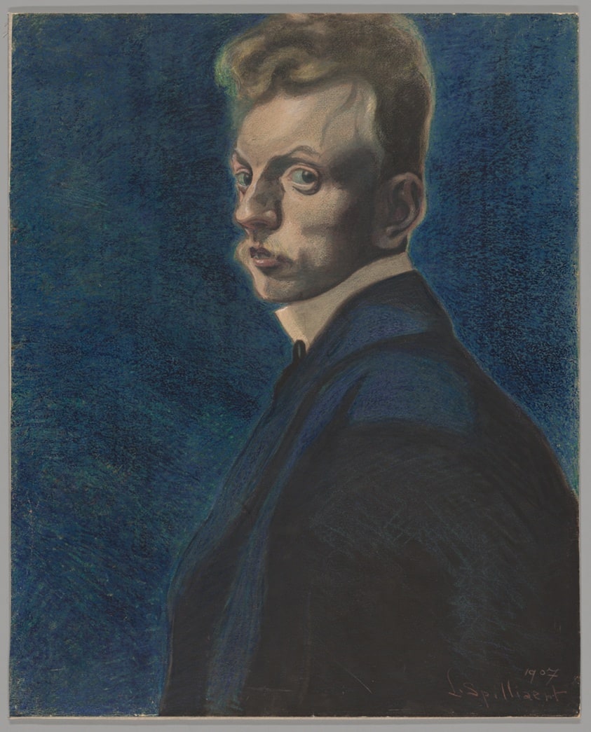 Self-Portrait on a Blue Background