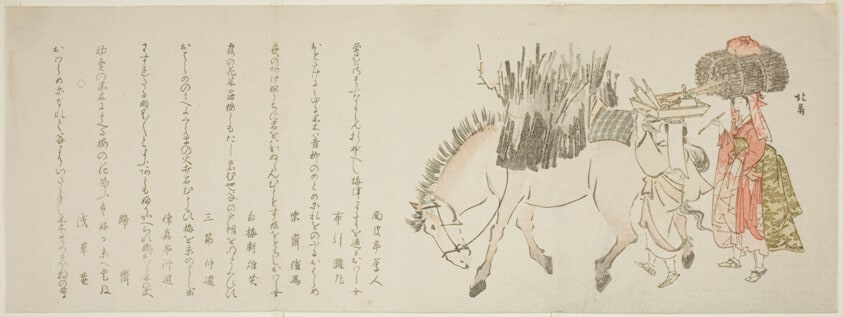 Laden Horse and Women Returning with Brush