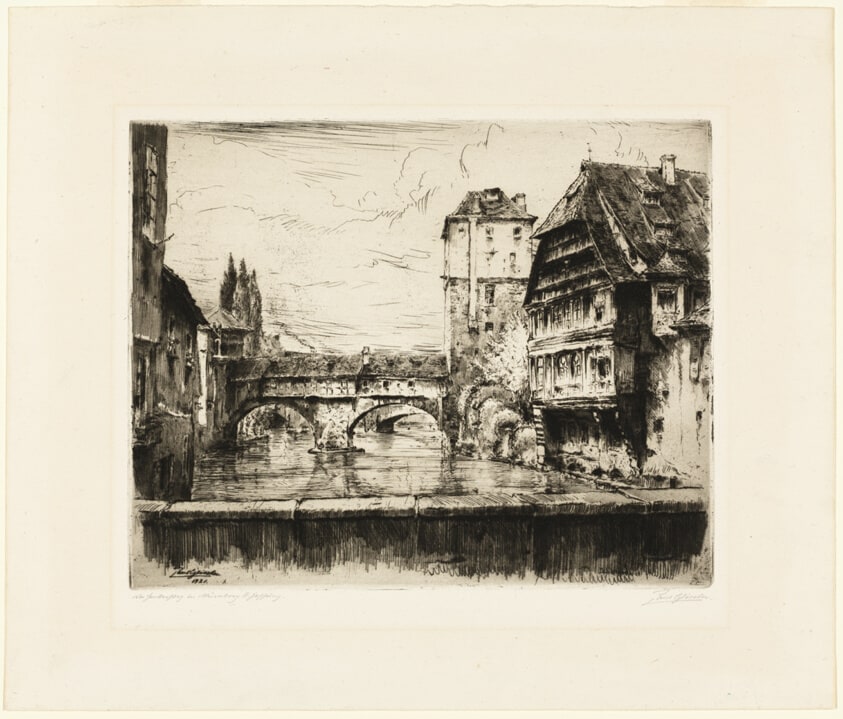 Untitled (Landscape with Old Buildings and Bridge)