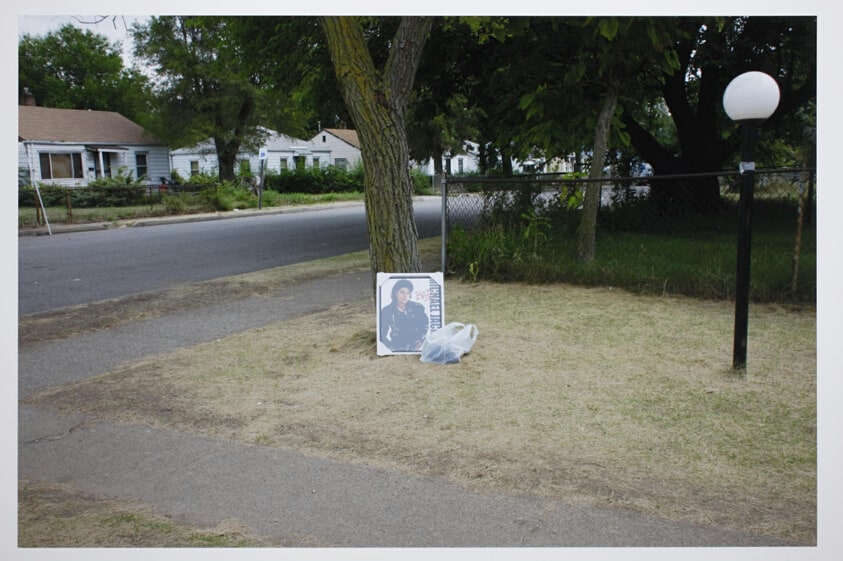 Untitled (Michael Jackson House, Bad Poster on Lawn), from the series, "The Week of the Perfect Game"